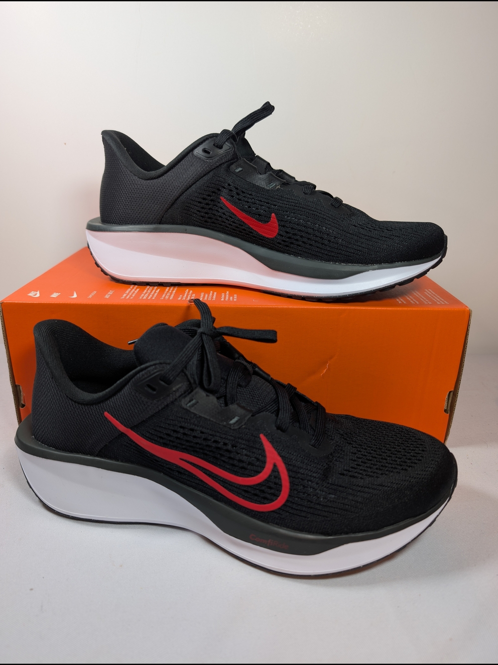 Nike Quest 6 Black Red Running Shoes UNISEX M8 W9.5 FD6033 011 BOX NO LID